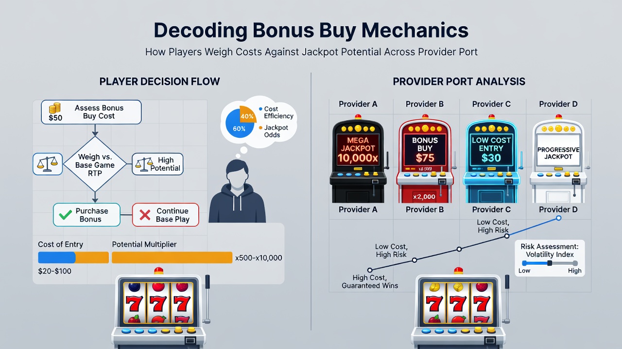 Comparison chart of bonus buy costs versus jackpot payouts across slot providers