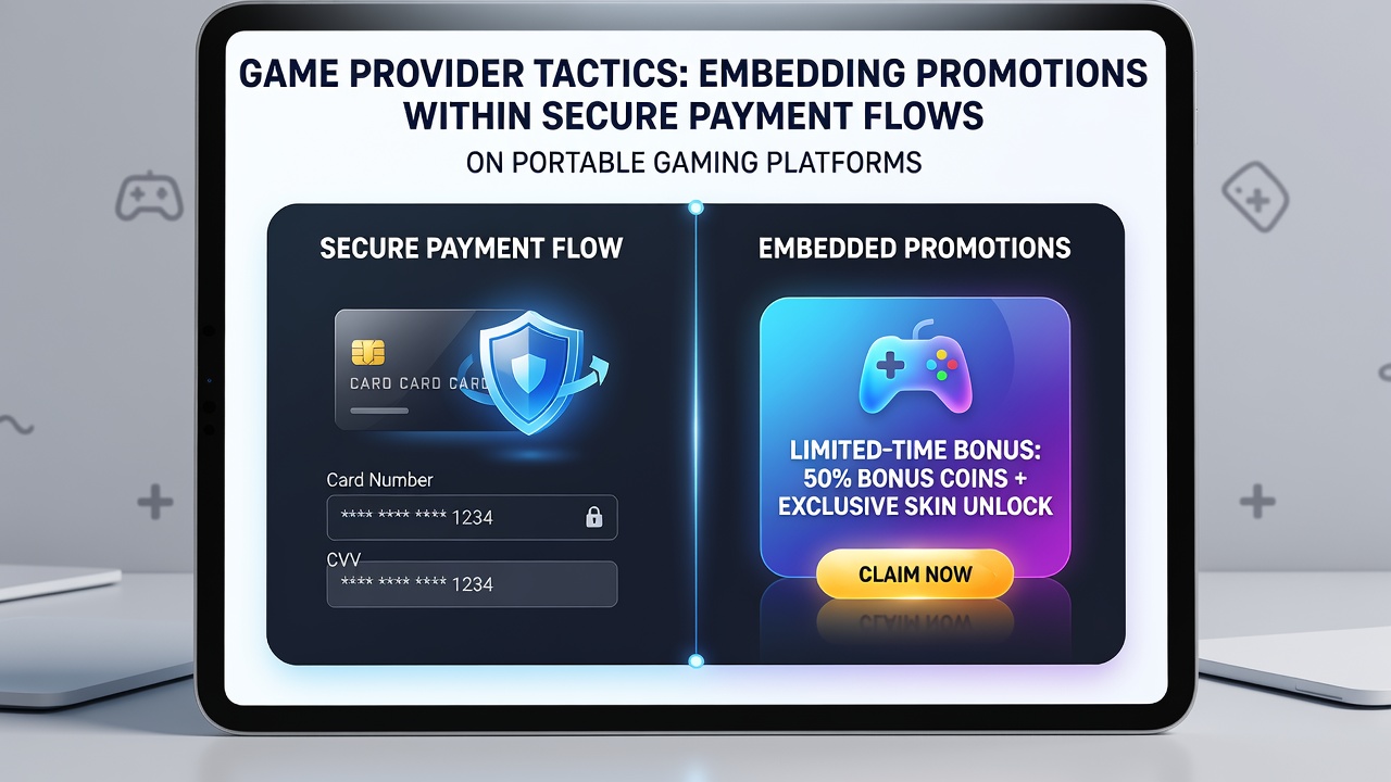 Diagram showing promotional embedding in secure mobile transactions for gaming platforms