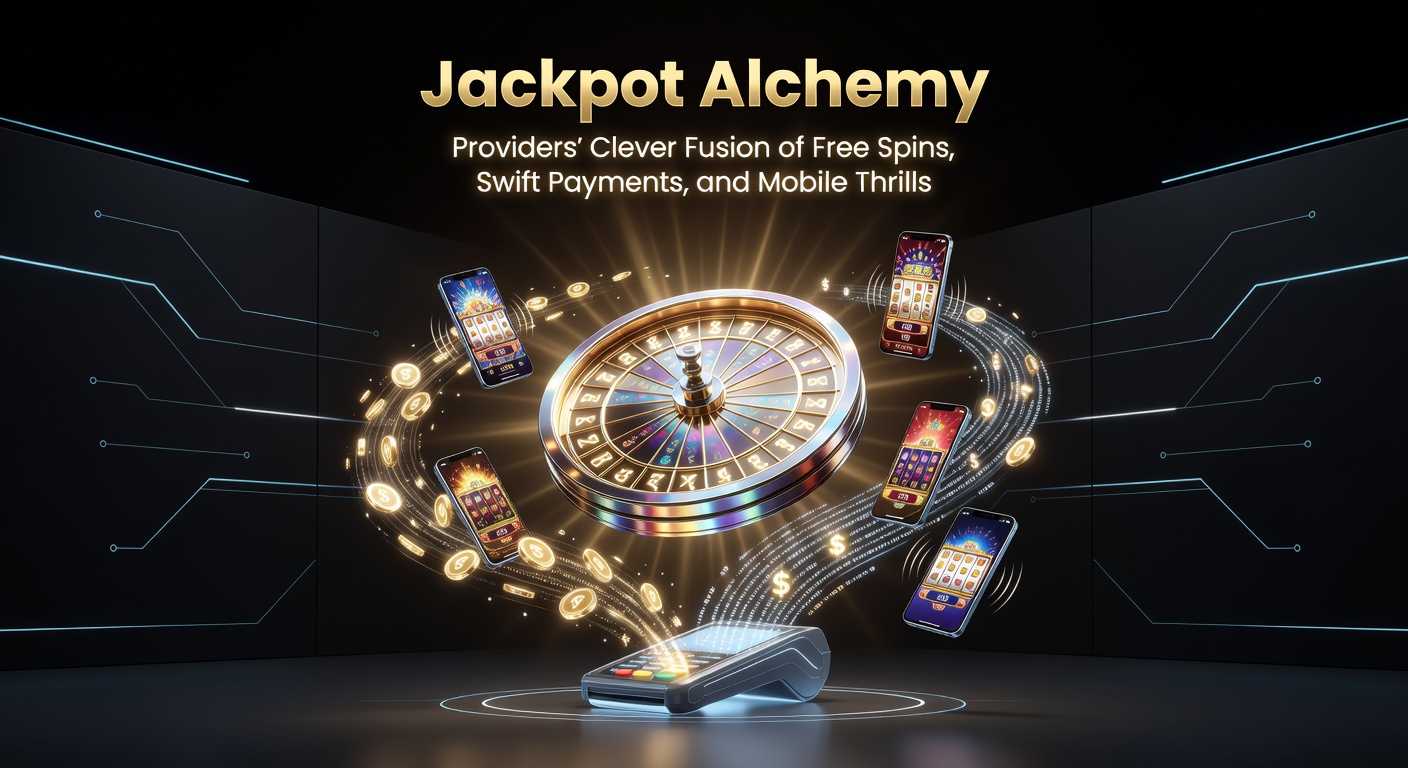 Vibrant slot reels glowing with jackpot symbols, free spin icons, and mobile phone interfaces showcasing swift payout notifications