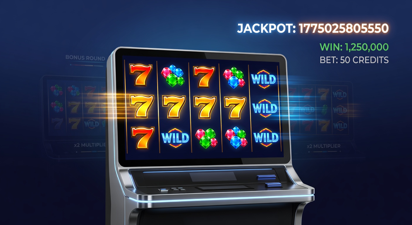 Vibrant online slot game interface showing spinning reels with colorful symbols, jackpots, and bonus features glowing on a digital screen