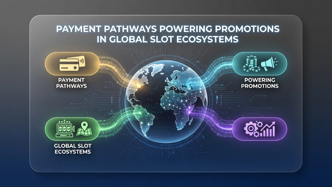 Illustration of interconnected payment gateways supporting slot promotions and instant reward systems