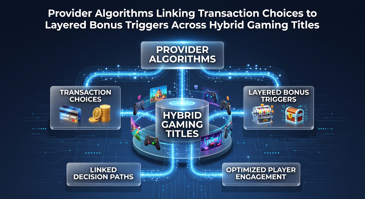 Diagram showing provider algorithms connecting transaction choices to layered bonus triggers in hybrid gaming titles
