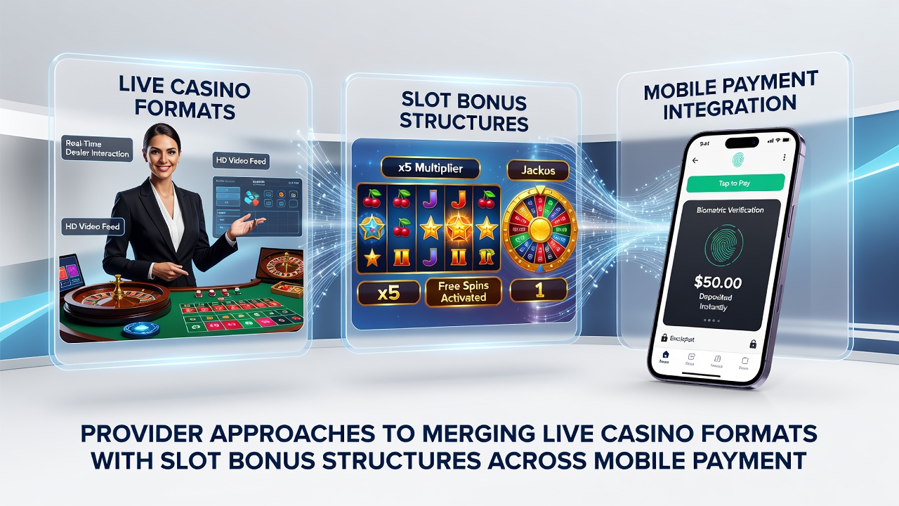 Mobile payment interfaces showing live slot bonus redemptions in hybrid casino environments