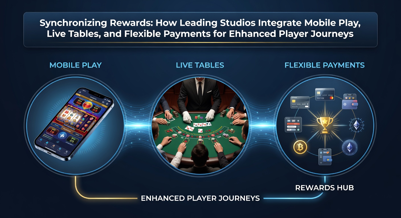 Illustration of synchronized mobile and live casino interfaces showing unified reward systems